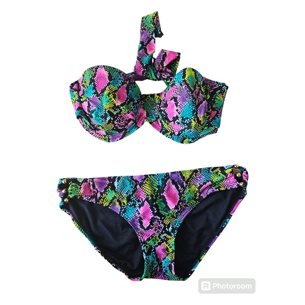 Smart & Sexy Retro Style Bikini Multi Snake Print Size M